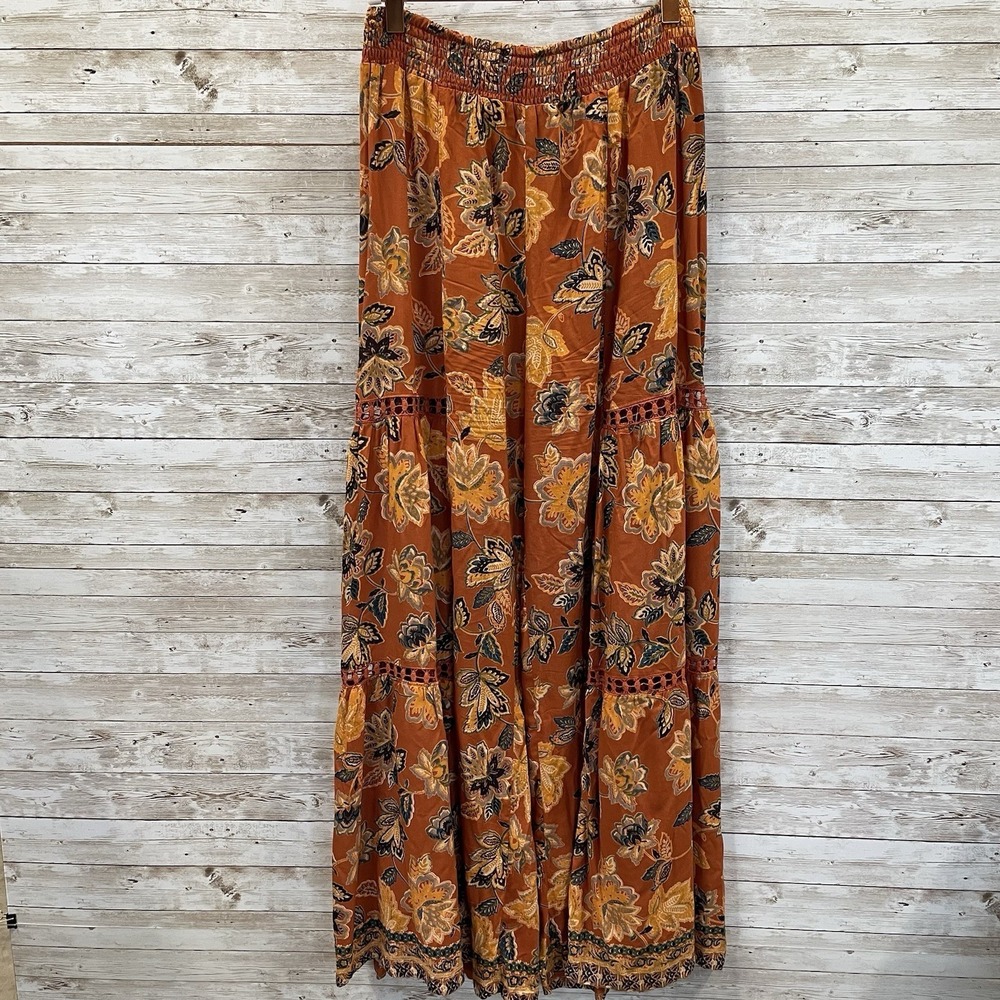 Angie Womens S Pants Floral Palazzo Boho Hippie Hobo Eyelet Inserts Cottagecore